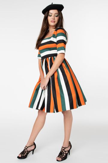 Collectif Multicolor Stripe Amber Lea Swing Dress