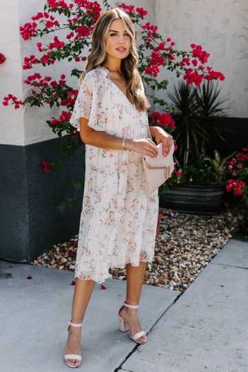 Indie Floral Tiered Midi Dress