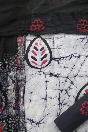 Batik Print Pure Cotton Dress Material with Chiffon Dupatta (RCHF36)