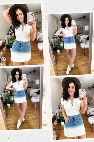 Nemesis Ombre Frayed Denim Skirt