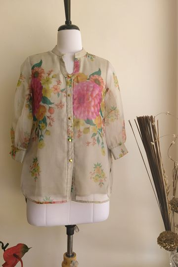 Off-White Floral Organza Shirt Top