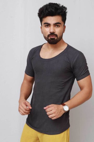 Handwoven Navy Cotton T-shirt