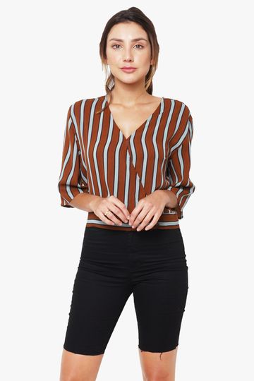 Vertical Striped Wrap Top