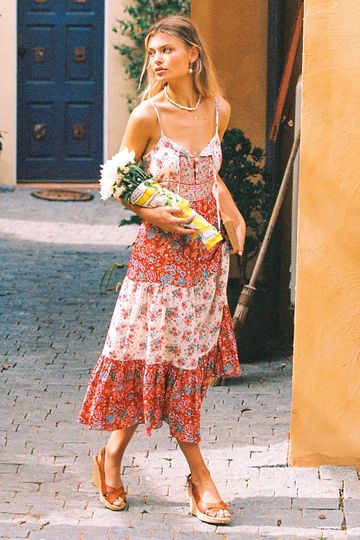 Harmony Strappy Dress in Strawberries & Cream