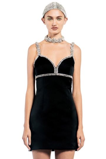 Sweetheart Mini Dress with Braided Crystal Trim