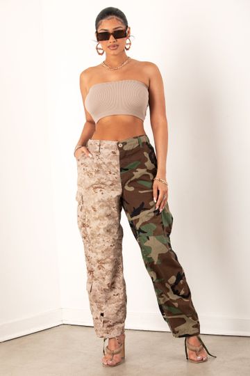 Vintage Reworked 2 Tone Desert Camo Pant - KHAKI/GREEN