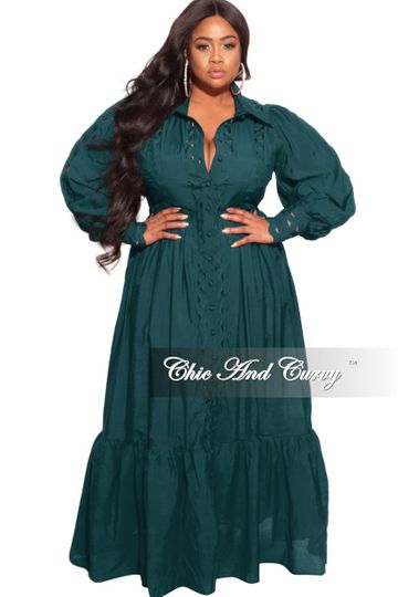 New Plus Size Long Dress in Green (Dark Teal)