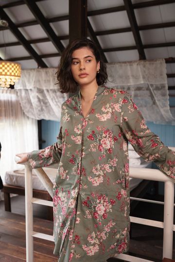 Merak Kebaya Top in Green Floral