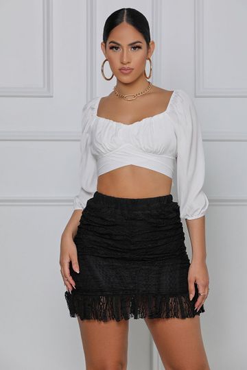Frill Me Lace Mini Skirt (Black)
