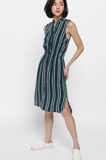 Melrese Striped Shirt Dress