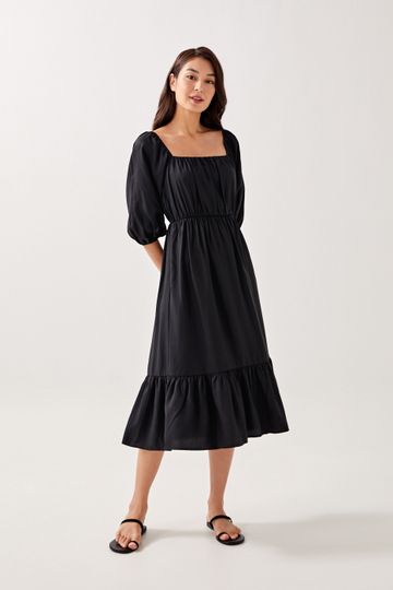 Liv Square Neck Puff Sleeve Midaxi Dress