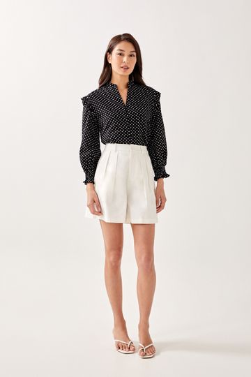 Kayli Textured Polka Dot Puff Sleeve Top