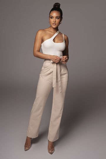 STONE SELF STRAP ANKLE TIE TROUSERS