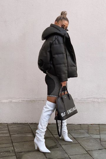 Penelope White Thigh High Boots