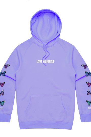 Love Yourself Broken Butterfly Hoodie - Purple