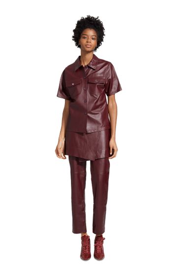 Nico Leather Pocket Button Top
