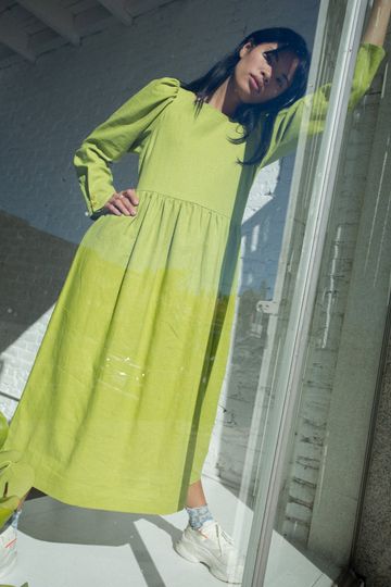Maddie Midi Dress Long Sleeve - Pear