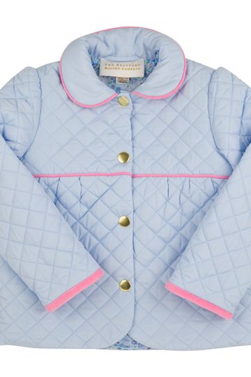 Carlyle Quilted Coat - Buckhead Blue with Mableton Minnie Floral and Hamptons Hot Pink