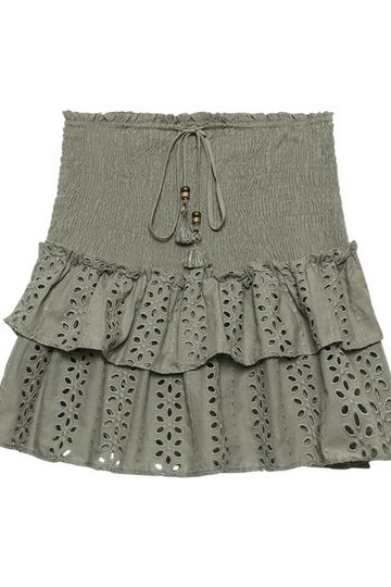 'Jacquie' Ruched Crochet Lace Mini Skirt