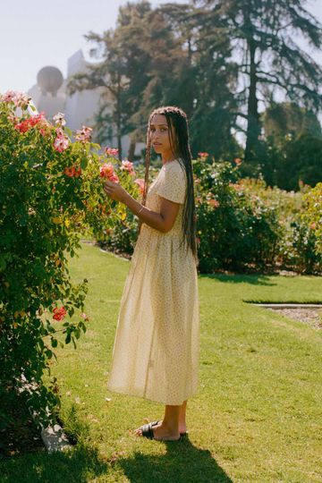 The Dawn Dress | Golden Pollinator Garden Silk-Cotton (Pockets)