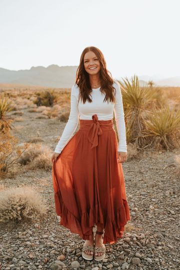 THE MARISSA MAXI SKIRT IN TERRACOTTA