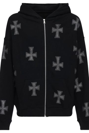Chrome Cross Rhinestone Hoodie