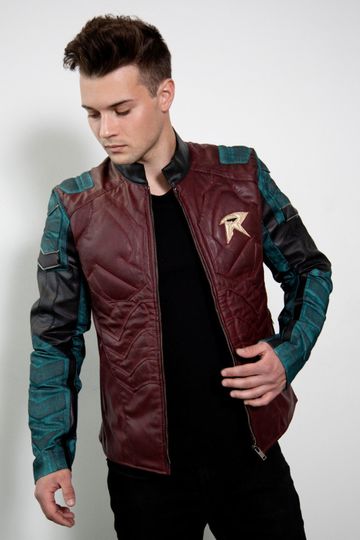 Mens Robin The Titans Leather Jacket