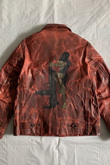 aw2009 Yohji Yamamoto x Justin Davis Uzi Pinup Blood Red Leather Jacket - Size M