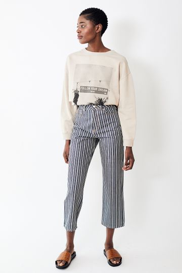 Ganni Mixed Stripe Denim Pants