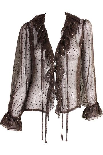 Yves Saint-Laurent Blouse 1970's Metallic Chiffon Vintage