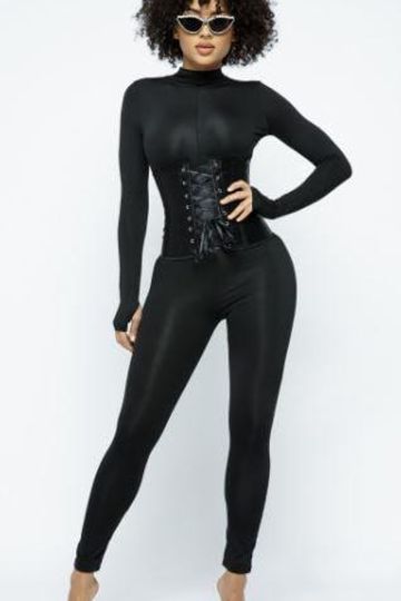 BLACK BEAUTY 2 Piece Long Sleeve Corset Jumpsuit