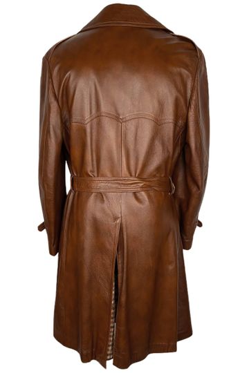 Vintage 1960s Mens Leather Coat Overcoat Jeno de Paris Sz L