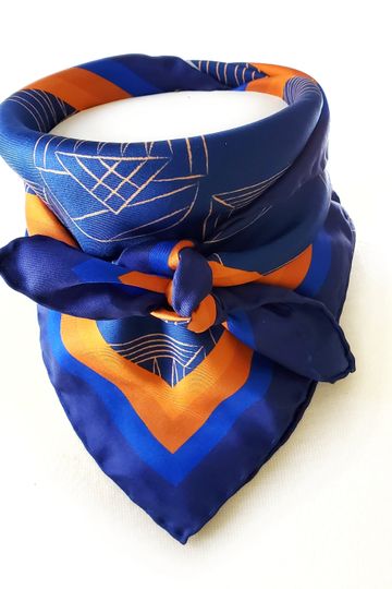 The Rotunda UVA Italian Silk Scarf - Navy Blue