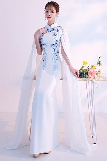 Vintage Qipao Elegant Cheongsam Sleeveless Evening Dress