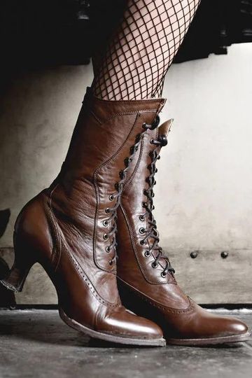 Jasmine Victorian Style Boots in Cognac