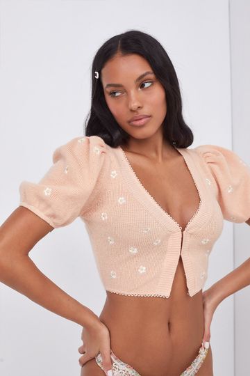 Embroidered Buds Cardigan