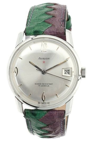 Vintage Avalon Automatic Watch With Bicolor Leather Band