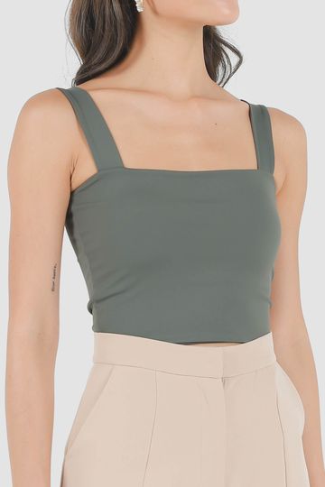 Roxy Square Padded Top in Metal Green #6stylexclusive