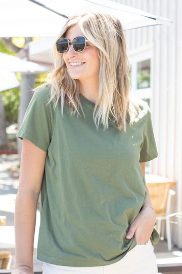 Organic Cotton Relaxed Asymmetrical Nursing T-shirt | Olive