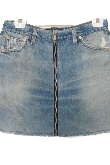 Levis Redone 501 Distressed Zip Up Denim Skirt