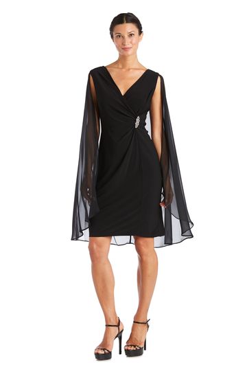 R&M Richards - Chiffon Duster Cape Surplice Wrap Dress