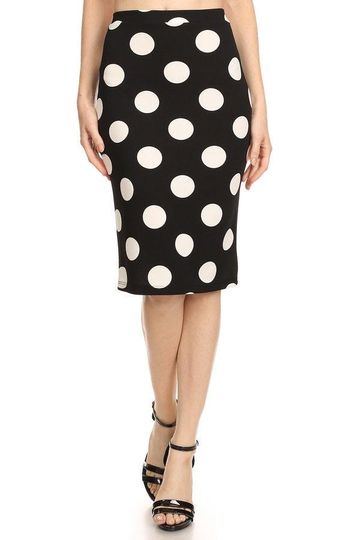 Black & White Polka Dot Pencil Skirt