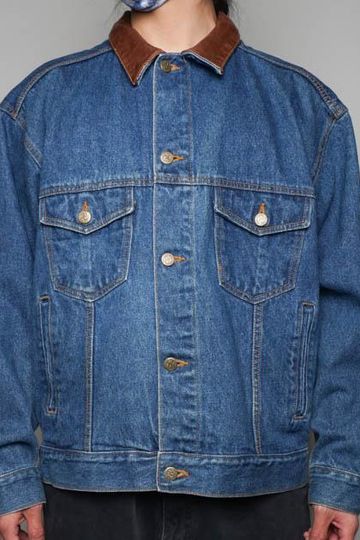 VTG MARLBORO COUNTRY STORE LEATHER COLLAR DENIM JACKET