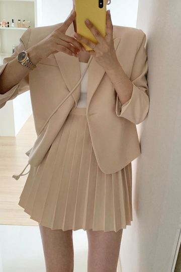 [Korean Style] Henny Cropped Blazer w/ Pleated Skirt 2 pc Set