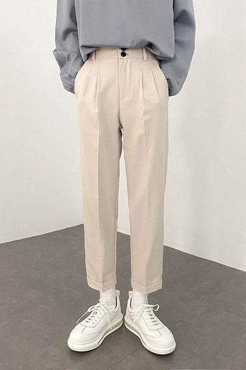 [Korean Style] 2 Colors Pleated Ankle-Length Pants