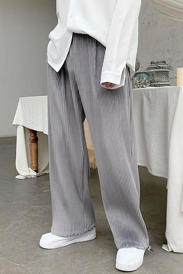 [Korean Style] 2 Colors Chiffon Pleated Wide Pants
