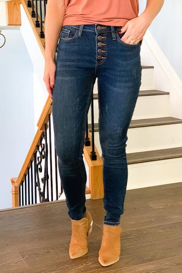 Judy Blue Button Fly High Rise Skinny Jeans