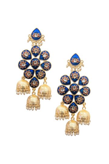 Swati Blue Floral Jhumkis