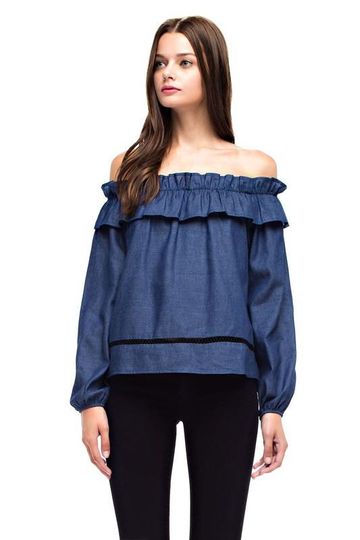 Milo Denim Off Shoulder Top