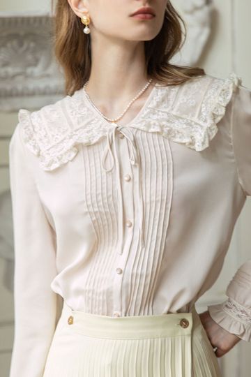 Kiara Satin Lace Doll Collar Blouse